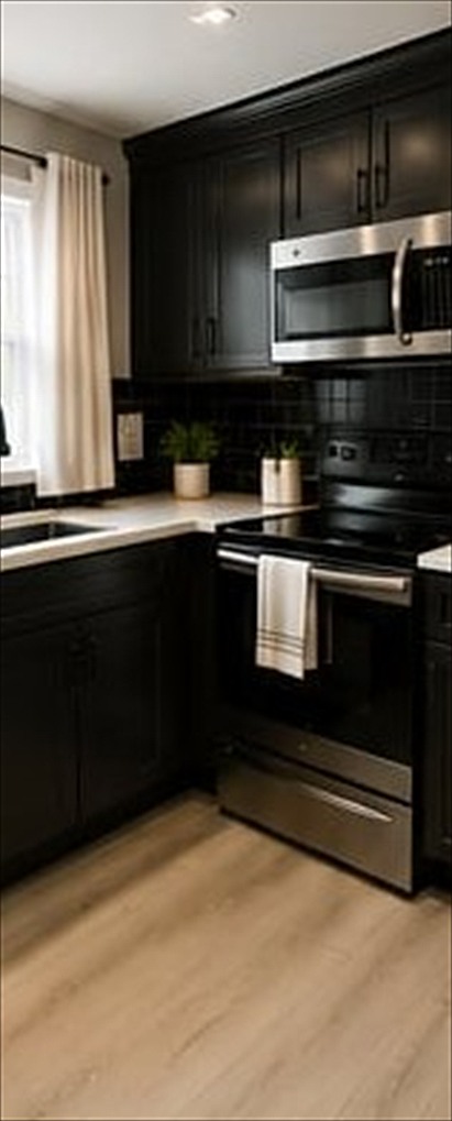 Kitchen of a rental, finished and ready for tenants